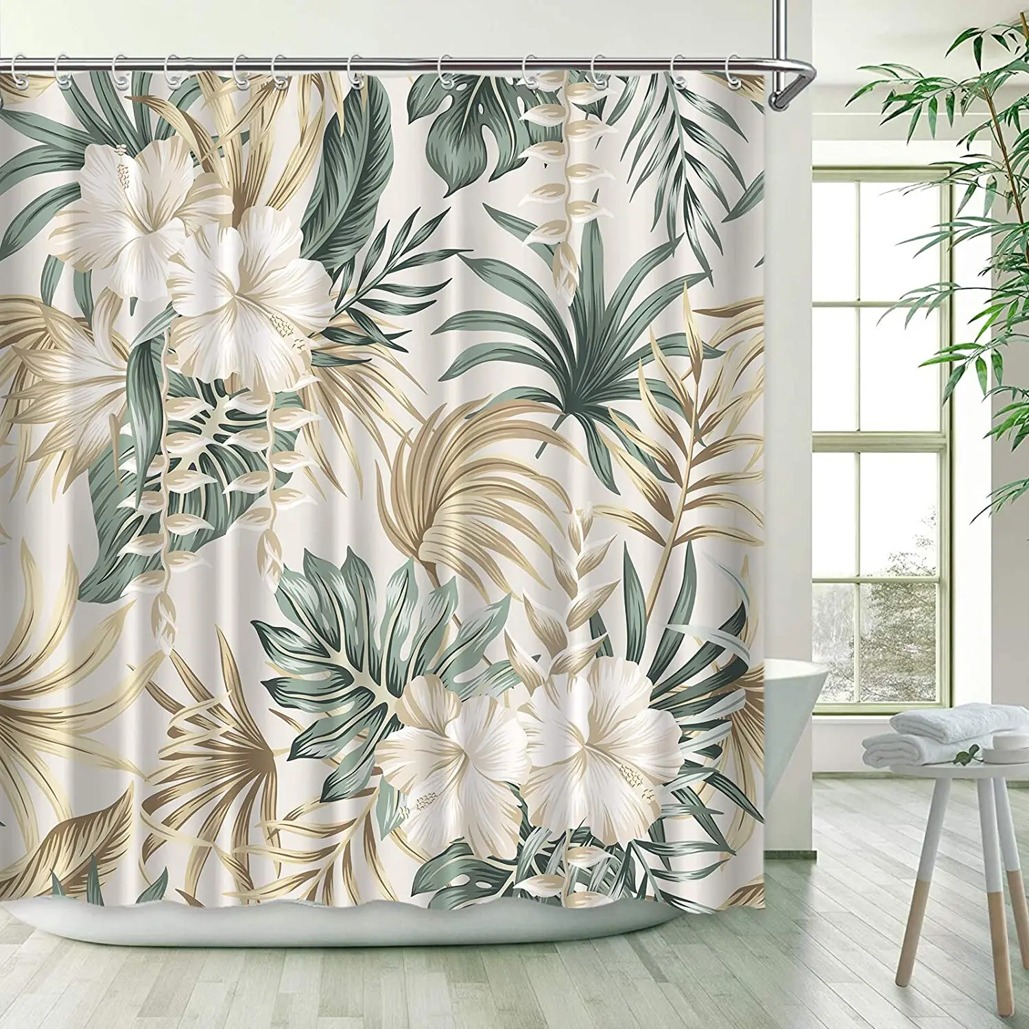 Shower Curtain Liner - Tropical Green Plant Palm Leaf Bathroom