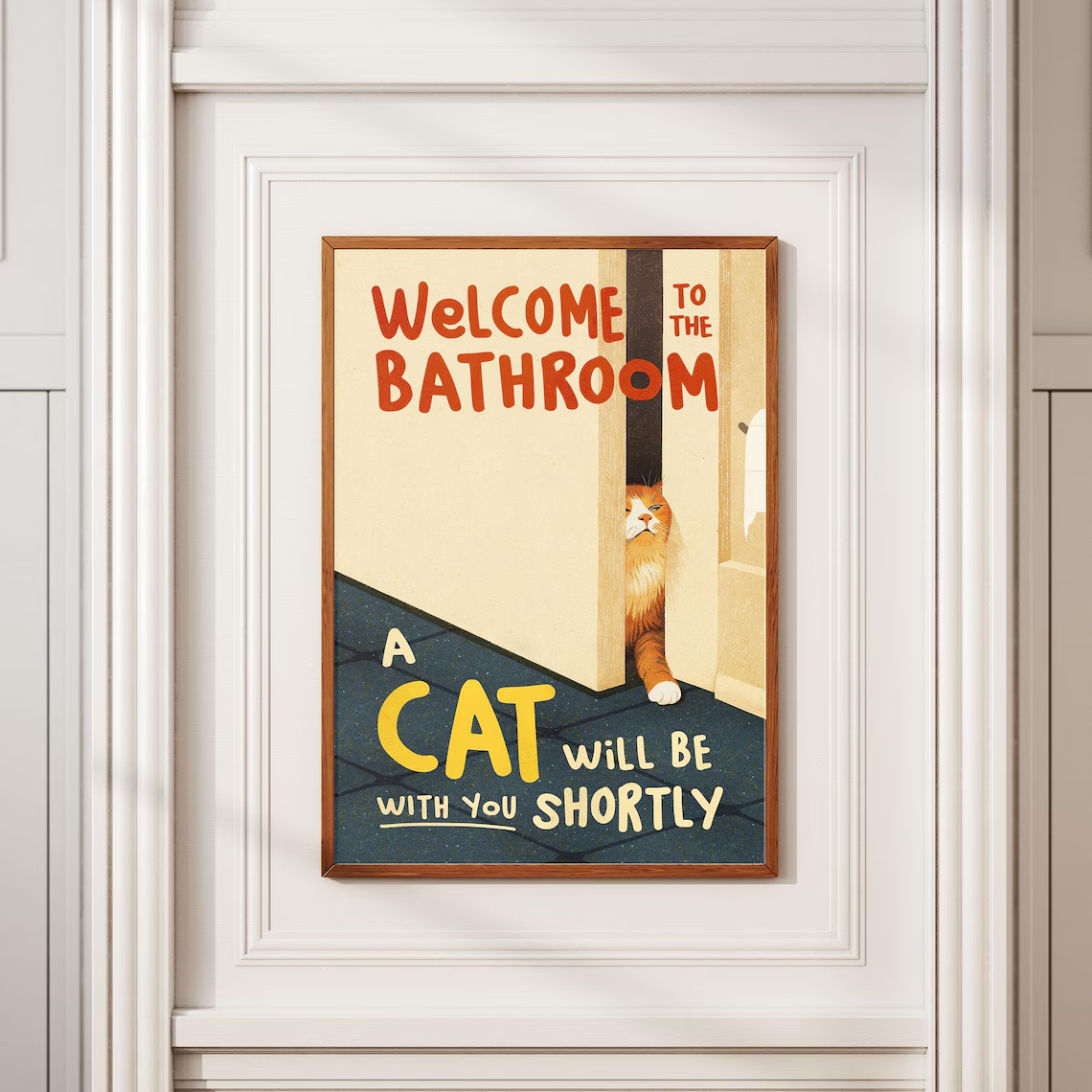 Home Bathroom Wall Art - Welcome to the bathroom A cat