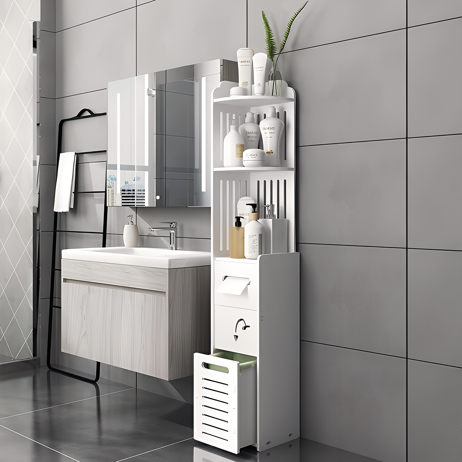 Home Bathroom Organizer - Space-Saving Bathroom Cabinet, 1pc Waterproof Multifunctional