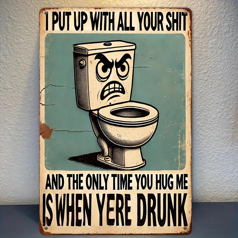 Home Bathroom Wall Art - Humorous Bathroom Decor Sign, 