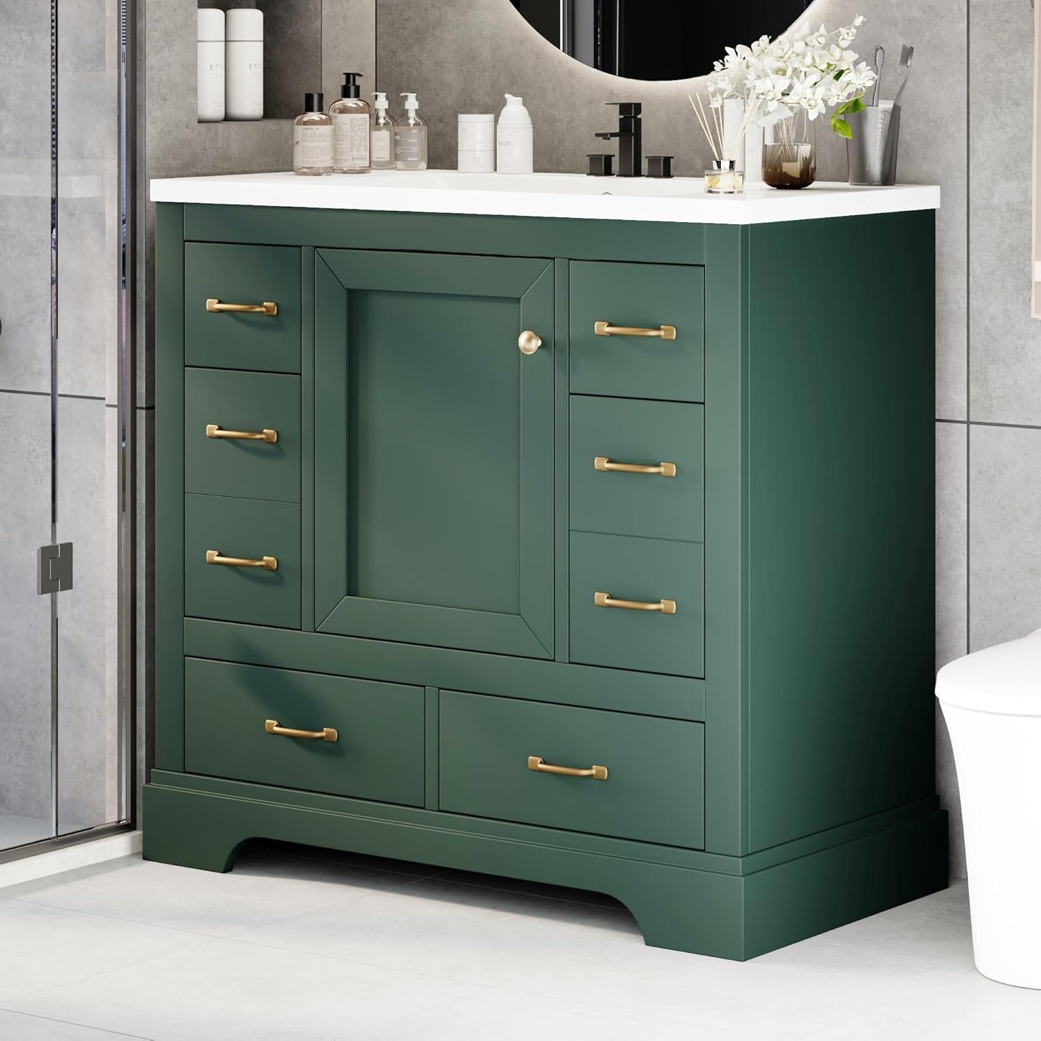 Home Bathroom Cabinets - 36in Bathroom Vanity Cabinet with Sink,6