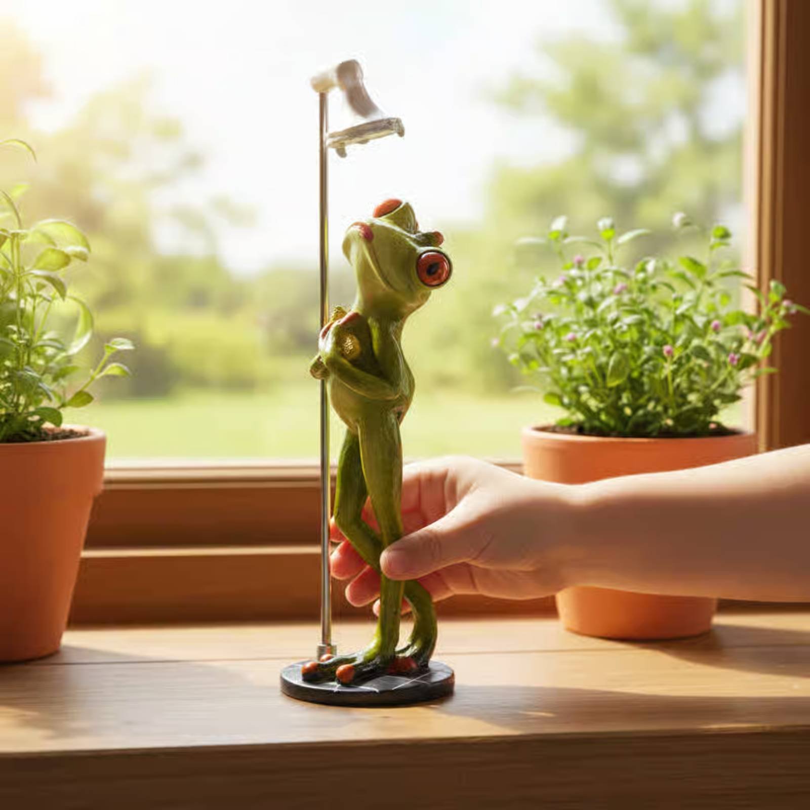 Home Bathroom - Showering Frog Figurine Novelty Item Bathing