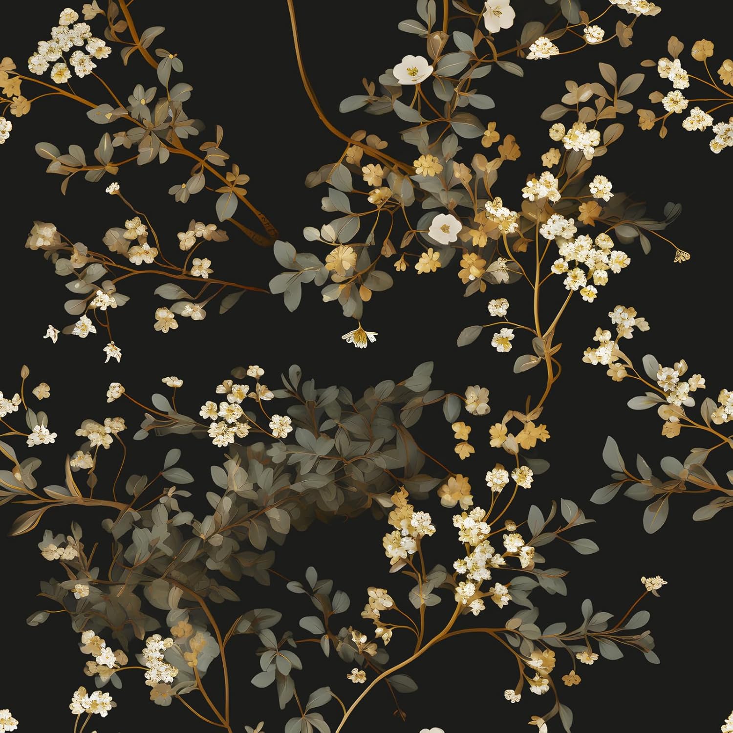 Home Bathroom Images - Black Floral Wallpaper 17.4