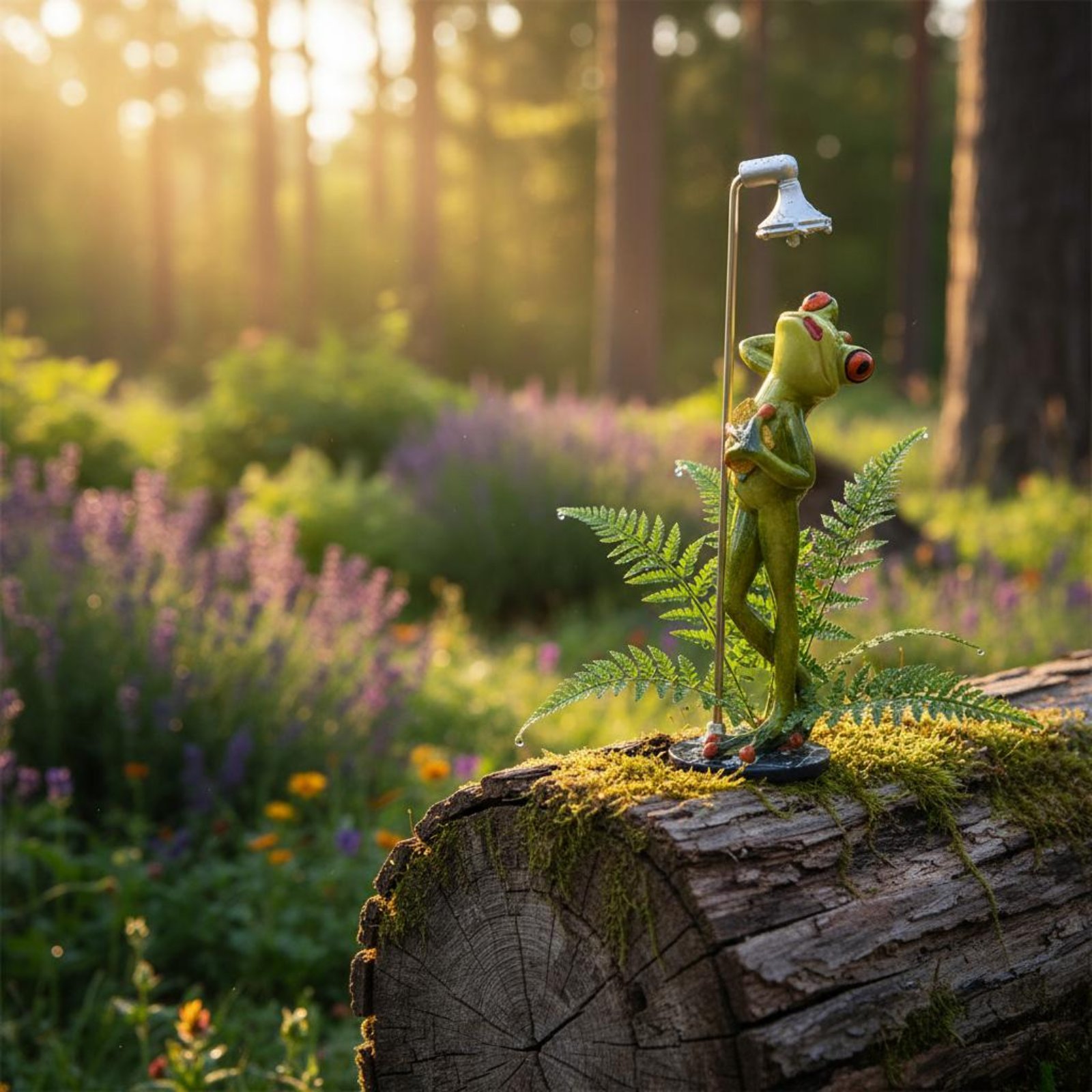 Home Bathroom - Showering Frog Figurine Great Gift Bathing