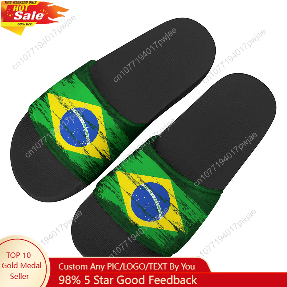 Home Outdoor Bathroom - Brazilian flag personalised print Slippers Home