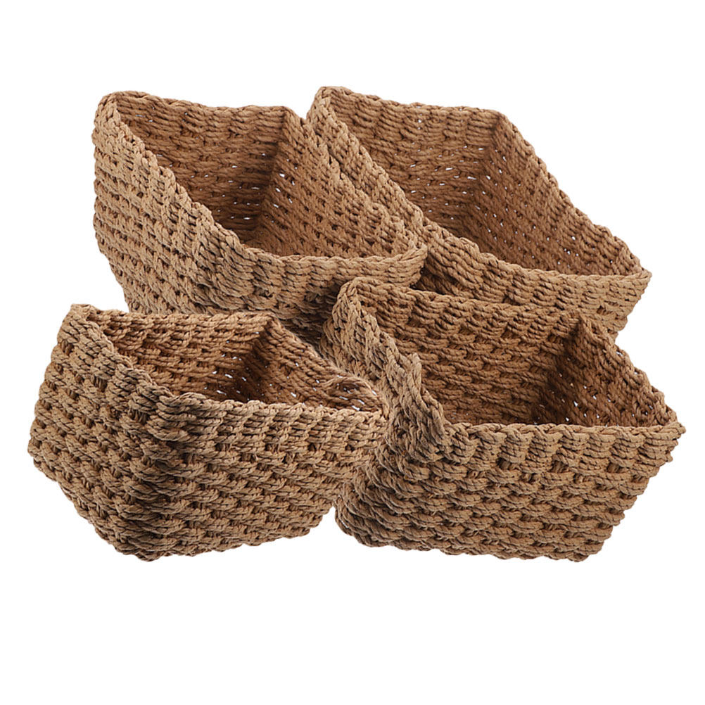 Home Bathroom Organizer - 4Pcs Handwoven Storage Basket Natural Organizer