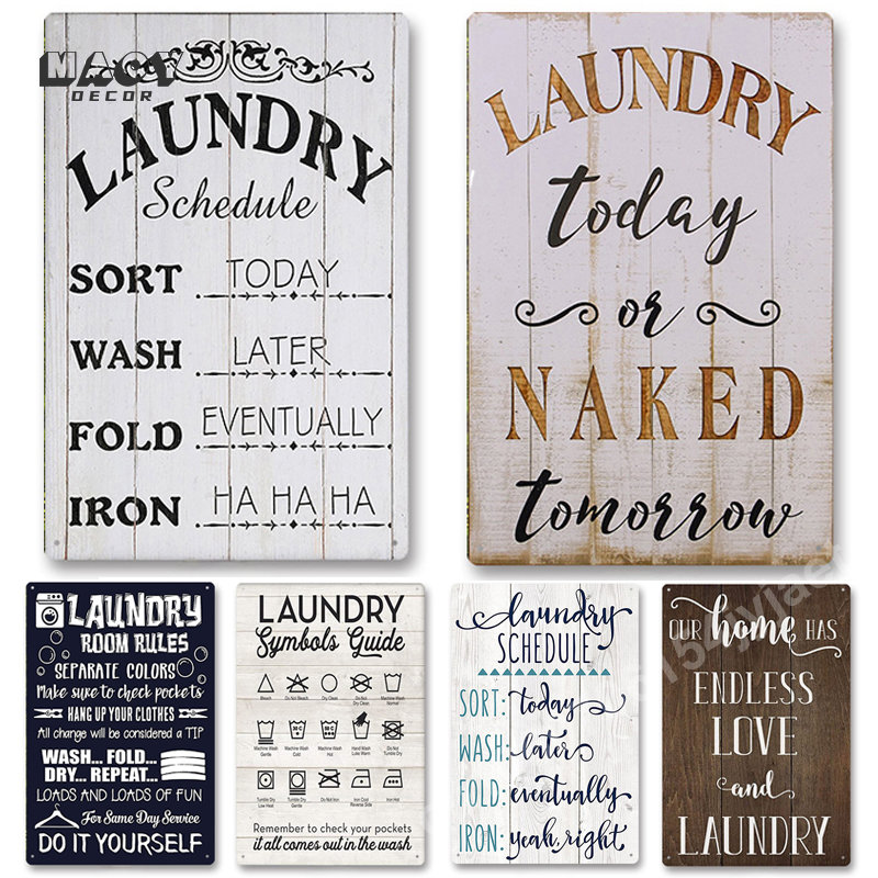 Slogan Metal Tin Sign Laundry  - Home Bathroom Wall Art บทวิจารณ์และราคา