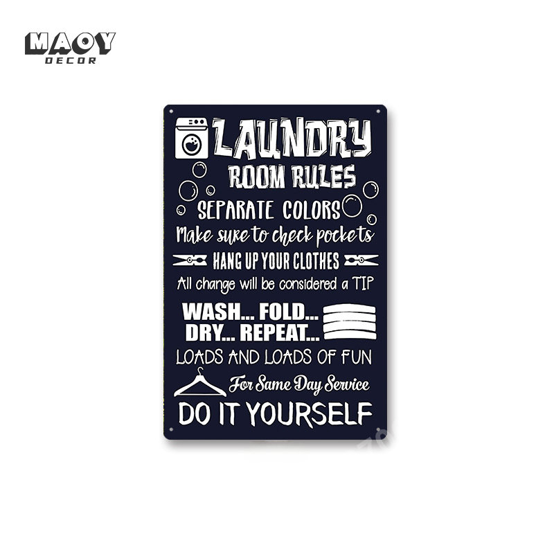 Slogan Metal Tin Sign Laundry  - Home Bathroom Wall Art บทวิจารณ์และราคา