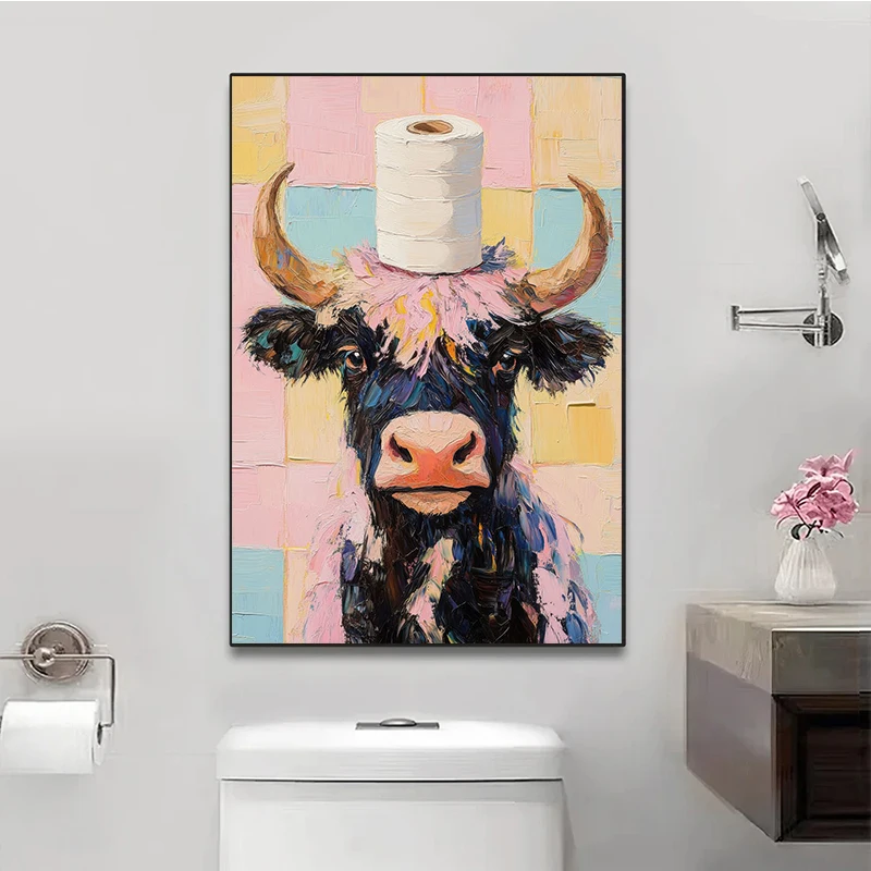 1pc frameless Toilet Paper Ani - Home Bathroom Wall Art บทวิจารณ์และราคา