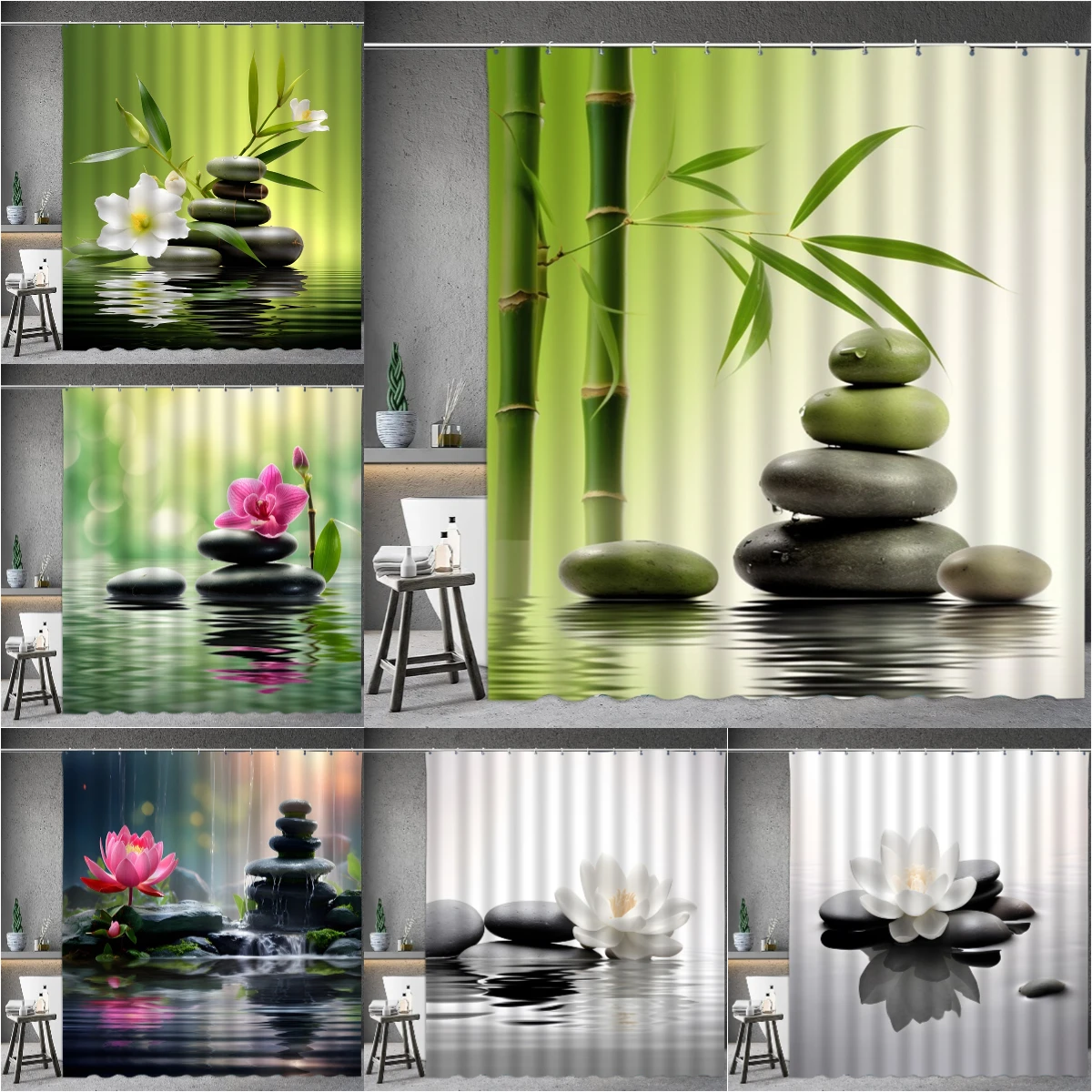 Black Stone Tower Zen Shower C - Shower Curtain Liner บทวิจารณ์และราคา