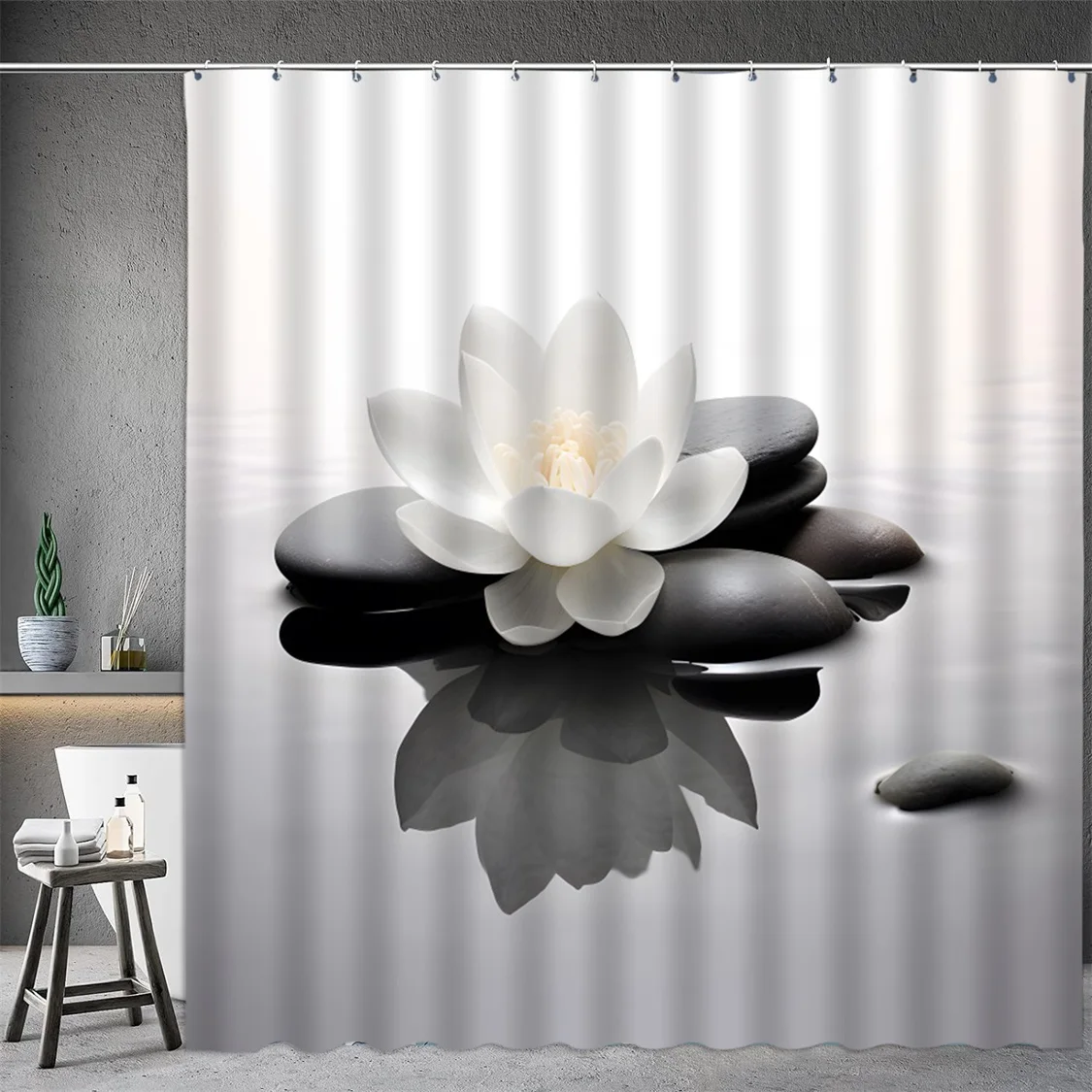 Black Stone Tower Zen Shower C - Shower Curtain Liner บทวิจารณ์และราคา