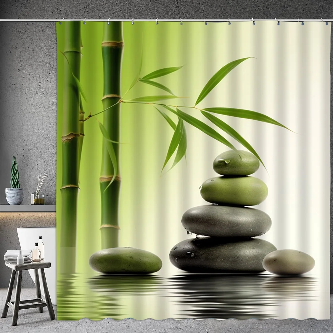 Black Stone Tower Zen Shower C - Shower Curtain Liner บทวิจารณ์และราคา