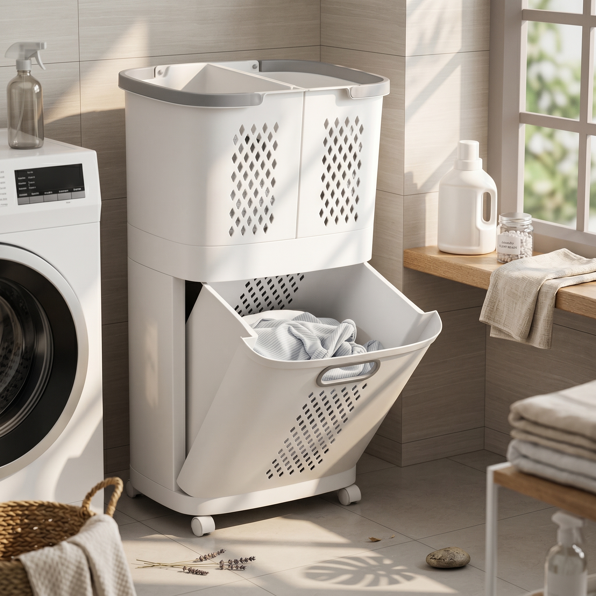 Laundry Sorter Bin Space Savin - Home Bathroom Vent บทวิจารณ์และราคา