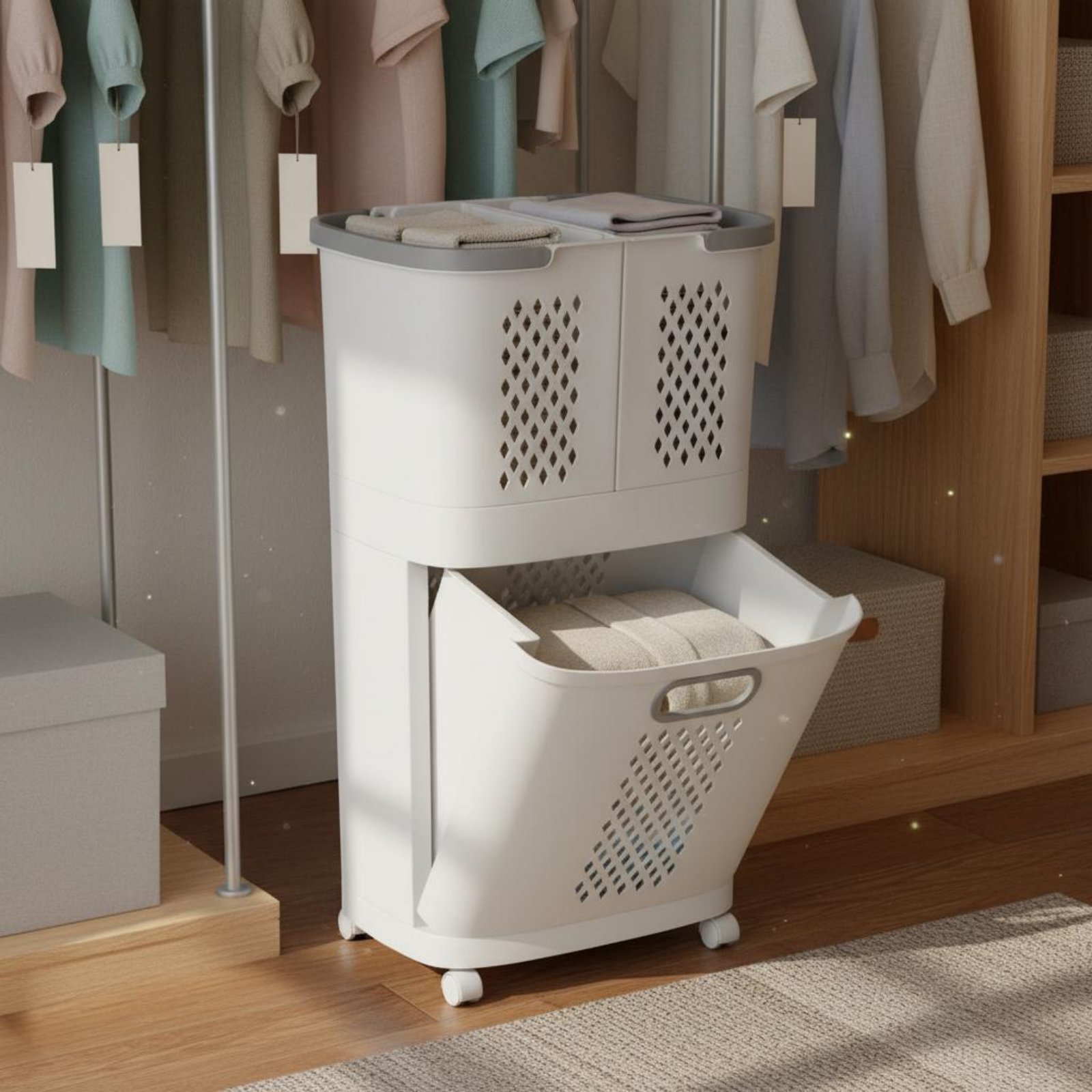 Laundry Sorter Bin Space Savin - Home Bathroom Vent บทวิจารณ์และราคา