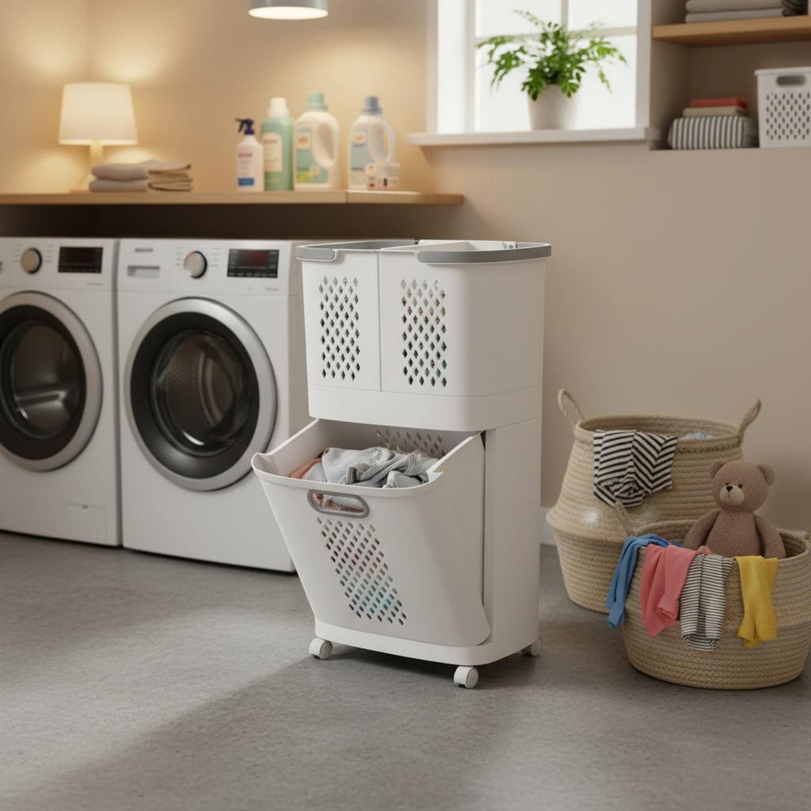 Laundry Sorter Bin Space Savin - Home Bathroom Vent บทวิจารณ์และราคา