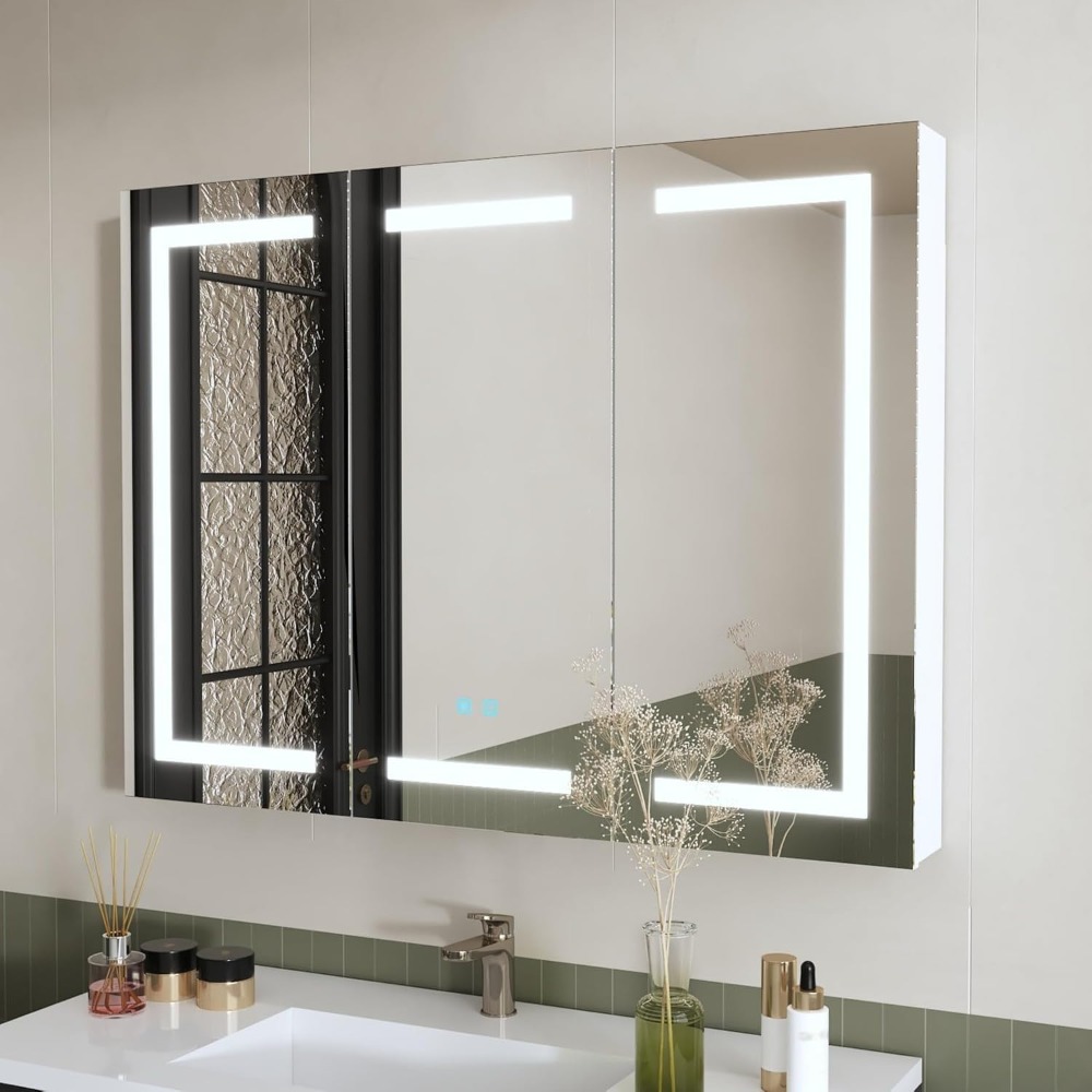 Lighted Medicine Cabinet with  - Home Bathroom Cabinets บทวิจารณ์และราคา
