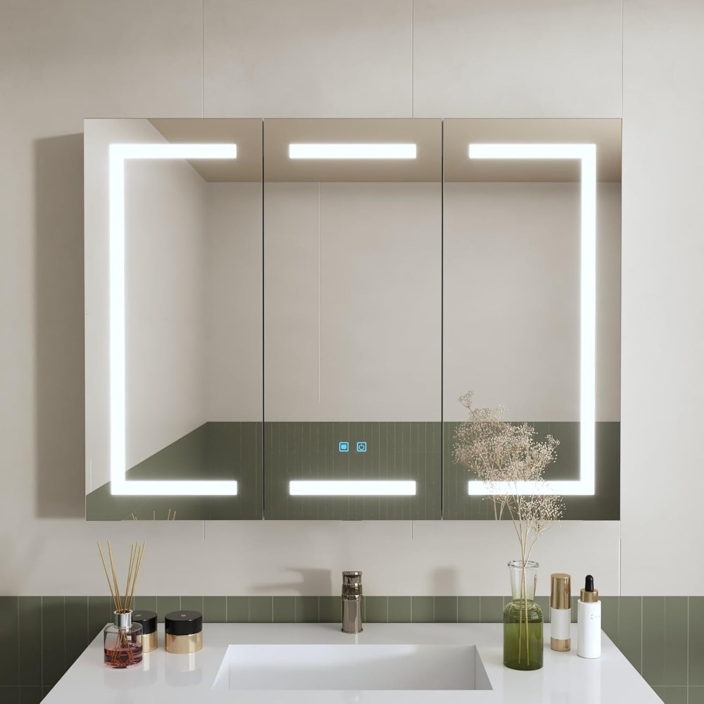 Lighted Medicine Cabinet with  - Home Bathroom Cabinets บทวิจารณ์และราคา