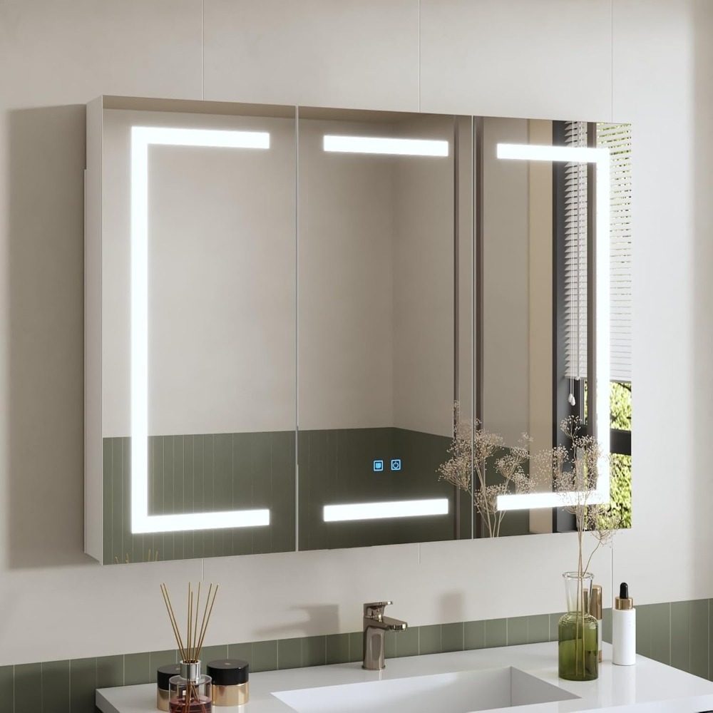 Lighted Medicine Cabinet with  - Home Bathroom Cabinets บทวิจารณ์และราคา