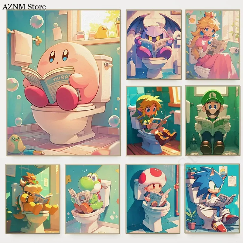 Funny Bathroom Cartoon Video G - Home Bathroom Wall Art บทวิจารณ์และราคา