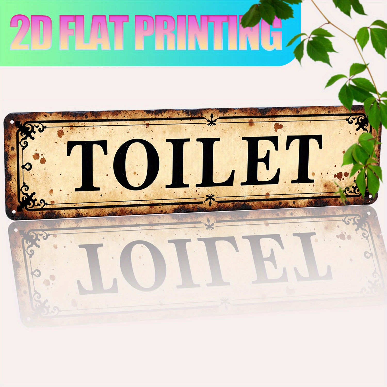 2D Flat, Vintage Aluminum Wall - Home Bathroom Wall Art บทวิจารณ์และราคา
