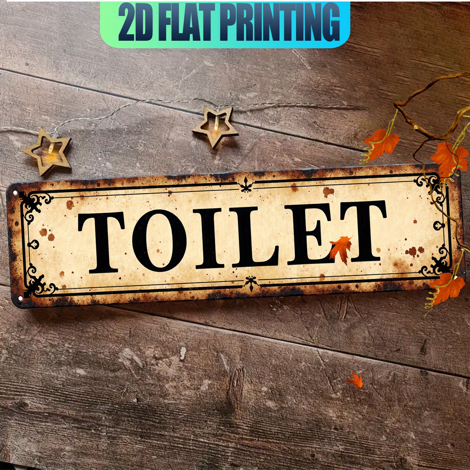 2D Flat, Vintage Aluminum Wall - Home Bathroom Wall Art บทวิจารณ์และราคา
