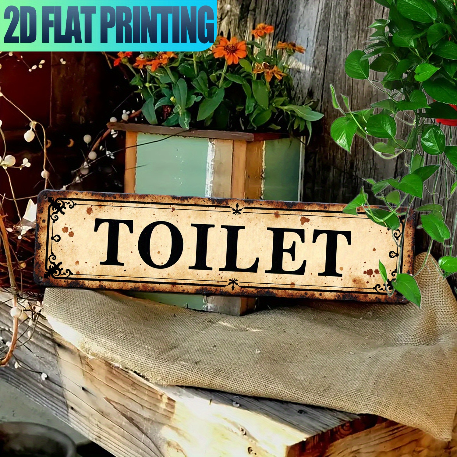 2D Flat, Vintage Aluminum Wall - Home Bathroom Wall Art บทวิจารณ์และราคา