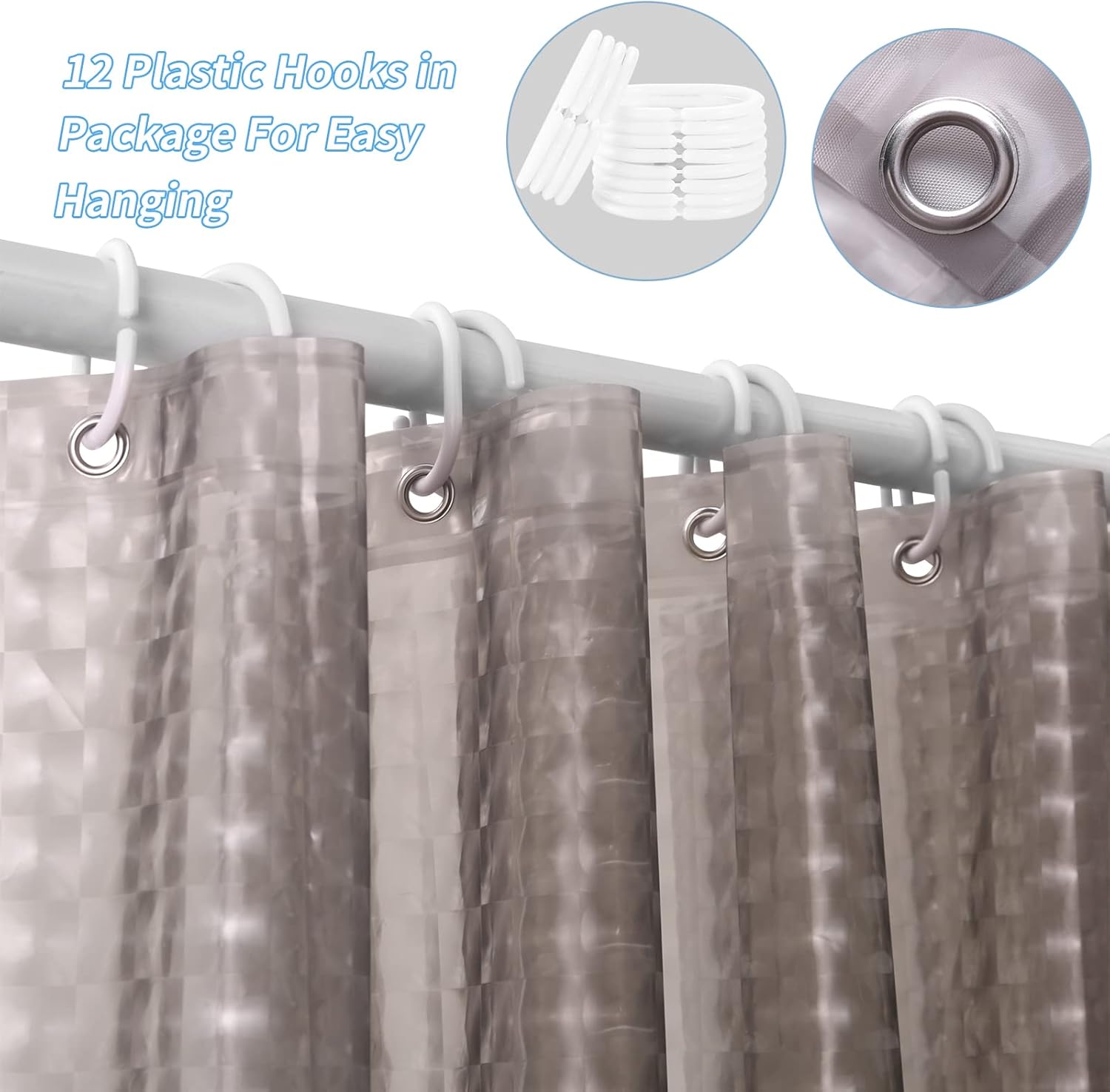 1Pc Gray Crystal Shower Curtai - Shower Curtain Liner บทวิจารณ์และราคา