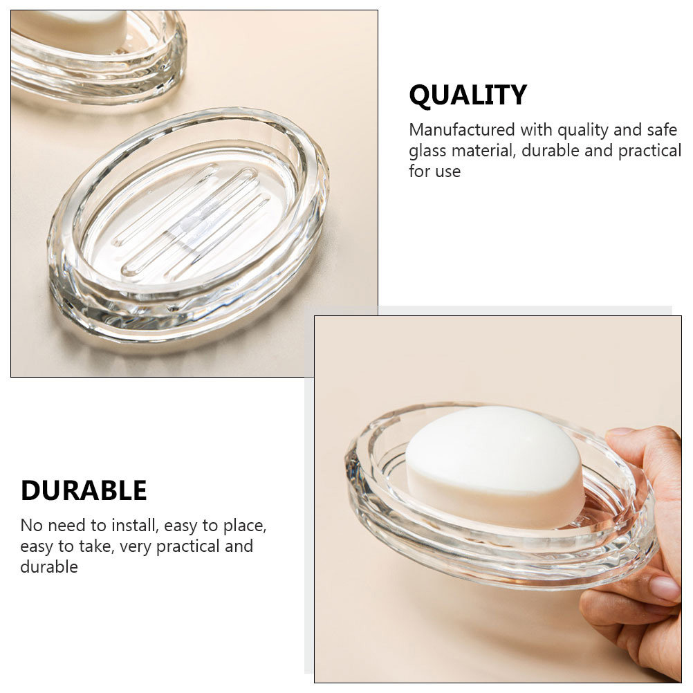 2Pcs Soap Box Transparent Glas - Home Bathroom Organizer บทวิจารณ์และราคา