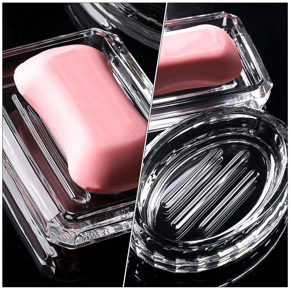 2Pcs Soap Box Transparent Glas - Home Bathroom Organizer บทวิจารณ์และราคา