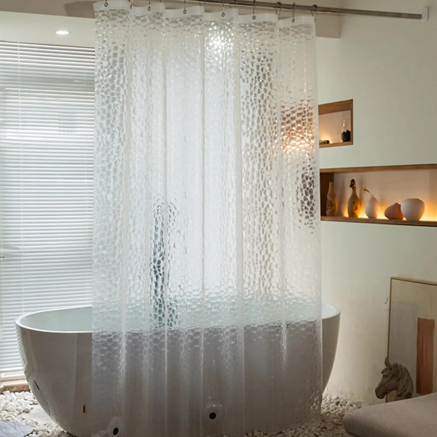 3D Water Cube Shower Curtain L - Shower Curtain Liner บทวิจารณ์และราคา
