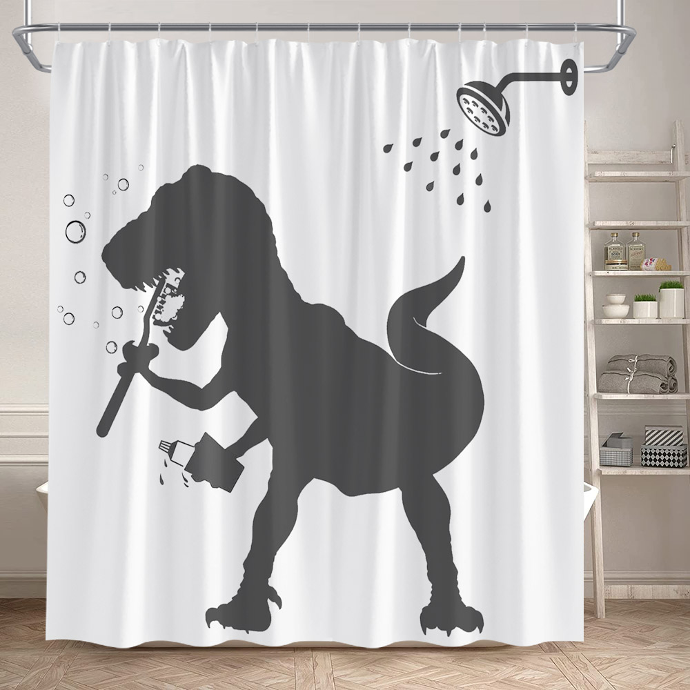 Funny Bathing Dinosaur Shower  - Shower Curtain Liner บทวิจารณ์และราคา