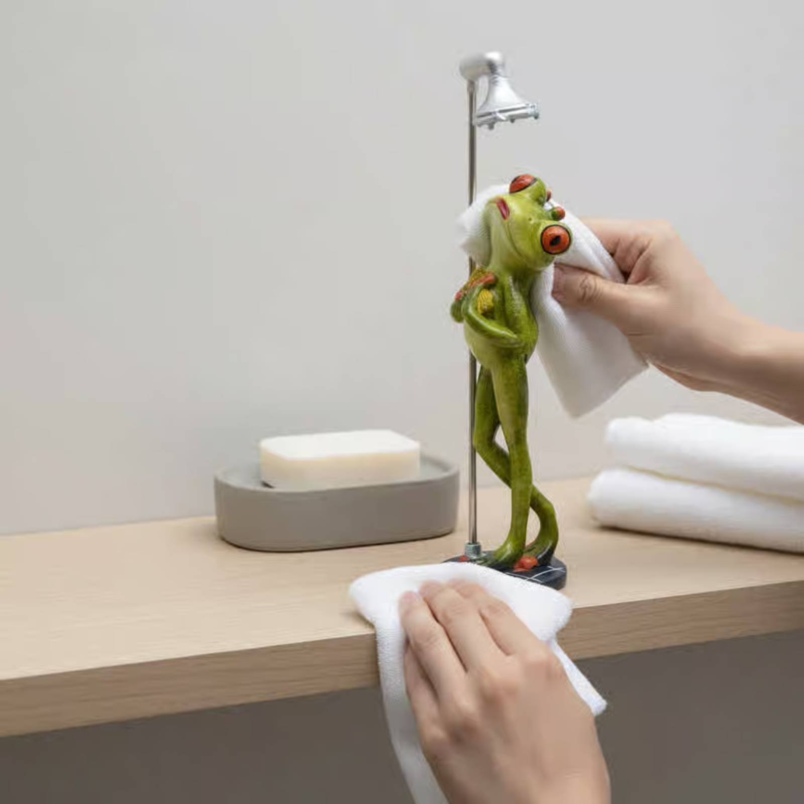 Showering Frog Figurine Novelt - Home Bathroom บทวิจารณ์และราคา