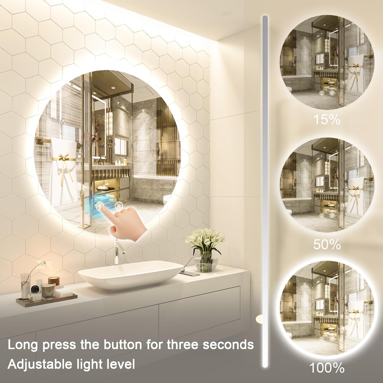 Luxury LED Bathroom Mirror Tou - Bathroom Mirror Led บทวิจารณ์และราคา