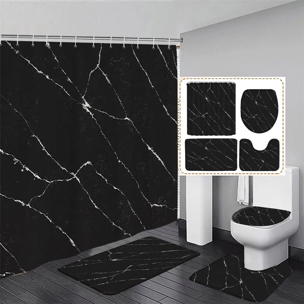 Black Marble Shower Curtain Se - Shower Curtain Liner บทวิจารณ์และราคา