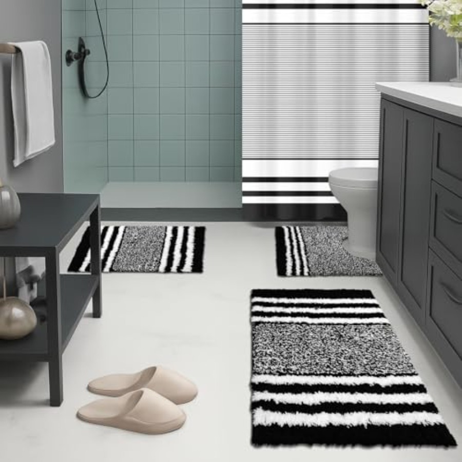Black Stripes Bathroom Sets wi - Shower Curtain Liner บทวิจารณ์และราคา