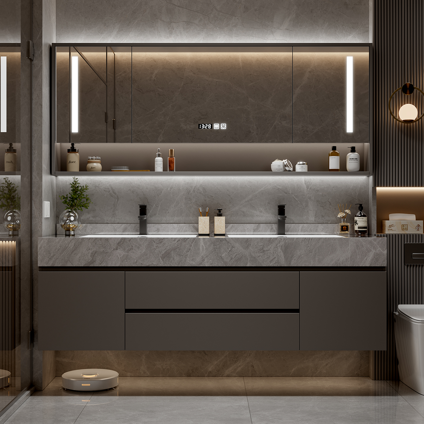 Makeup Organizer Cupboard Stor - Home Bathroom Partition Wall บทวิจารณ์และราคา