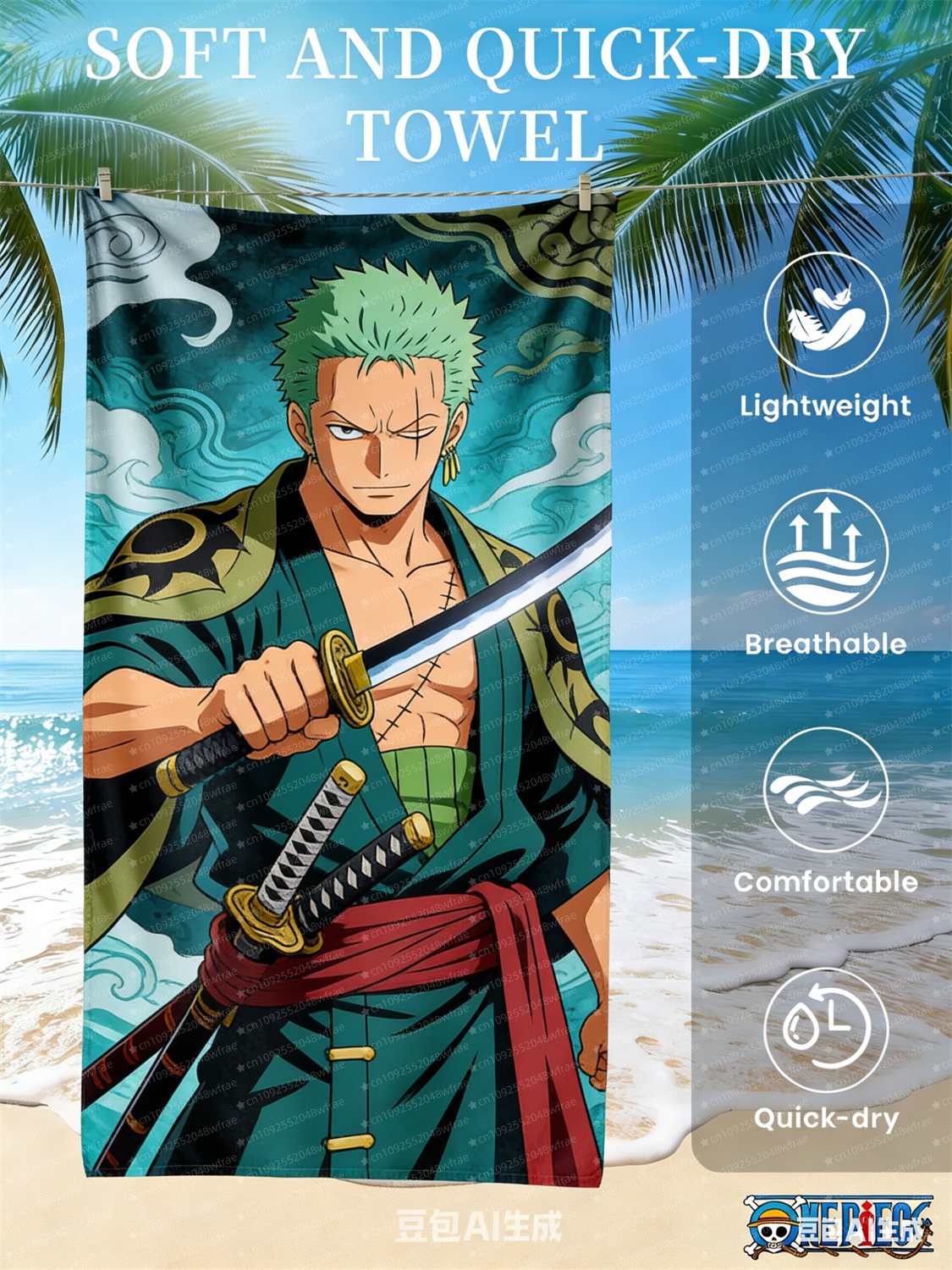 One Piece Luffy Beach Towels A - Home Goods Bathroom บทวิจารณ์และราคา