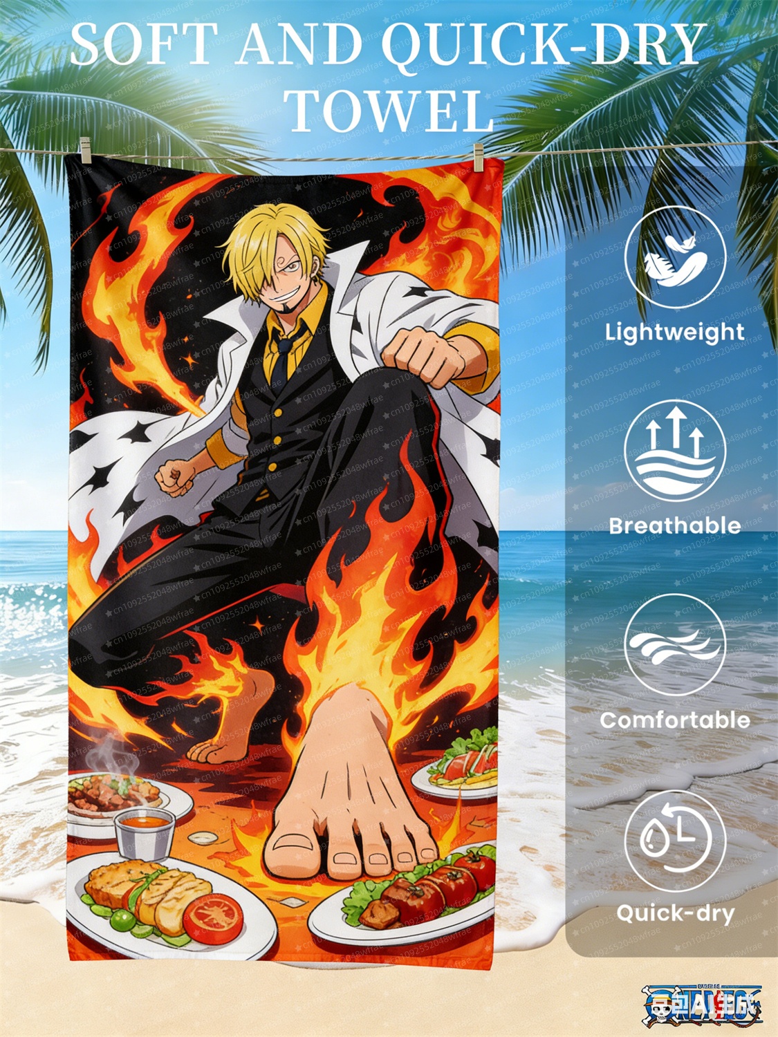 One Piece Luffy Beach Towels A - Home Goods Bathroom บทวิจารณ์และราคา
