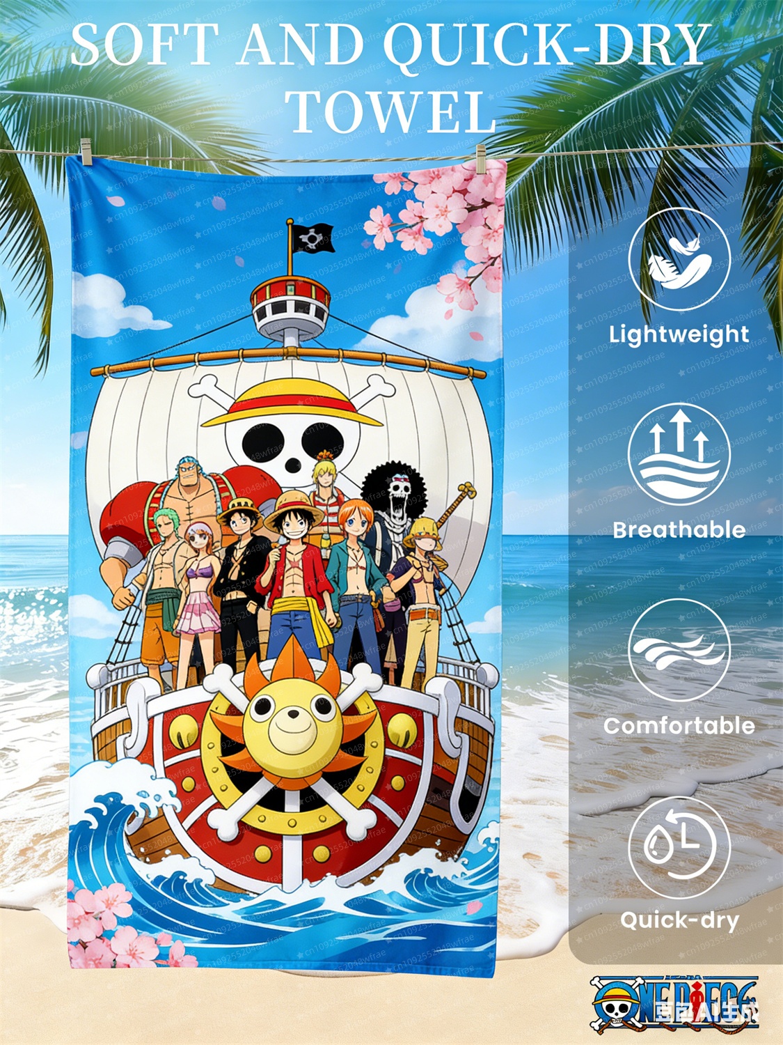 One Piece Luffy Beach Towels A - Home Goods Bathroom บทวิจารณ์และราคา