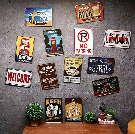 Vintage Sexy Lady Metal Tin Si - Home Bathroom Wall Art บทวิจารณ์และราคา