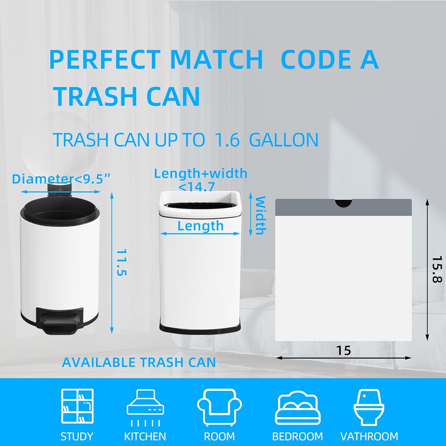 1.6 Gallon Mini Drawstring Tra - Home Bathroom Images บทวิจารณ์และราคา