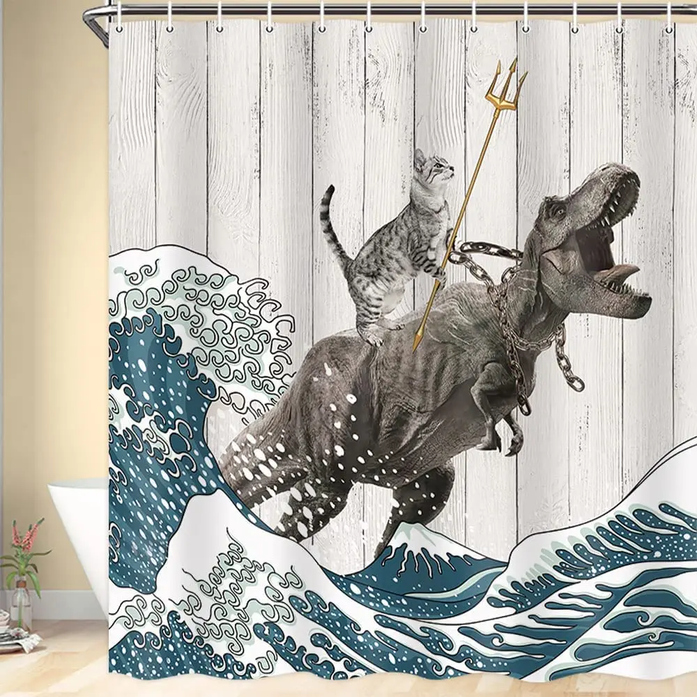 Funny Cat Shower Curtain, Cool - Shower Curtain Liner บทวิจารณ์และราคา