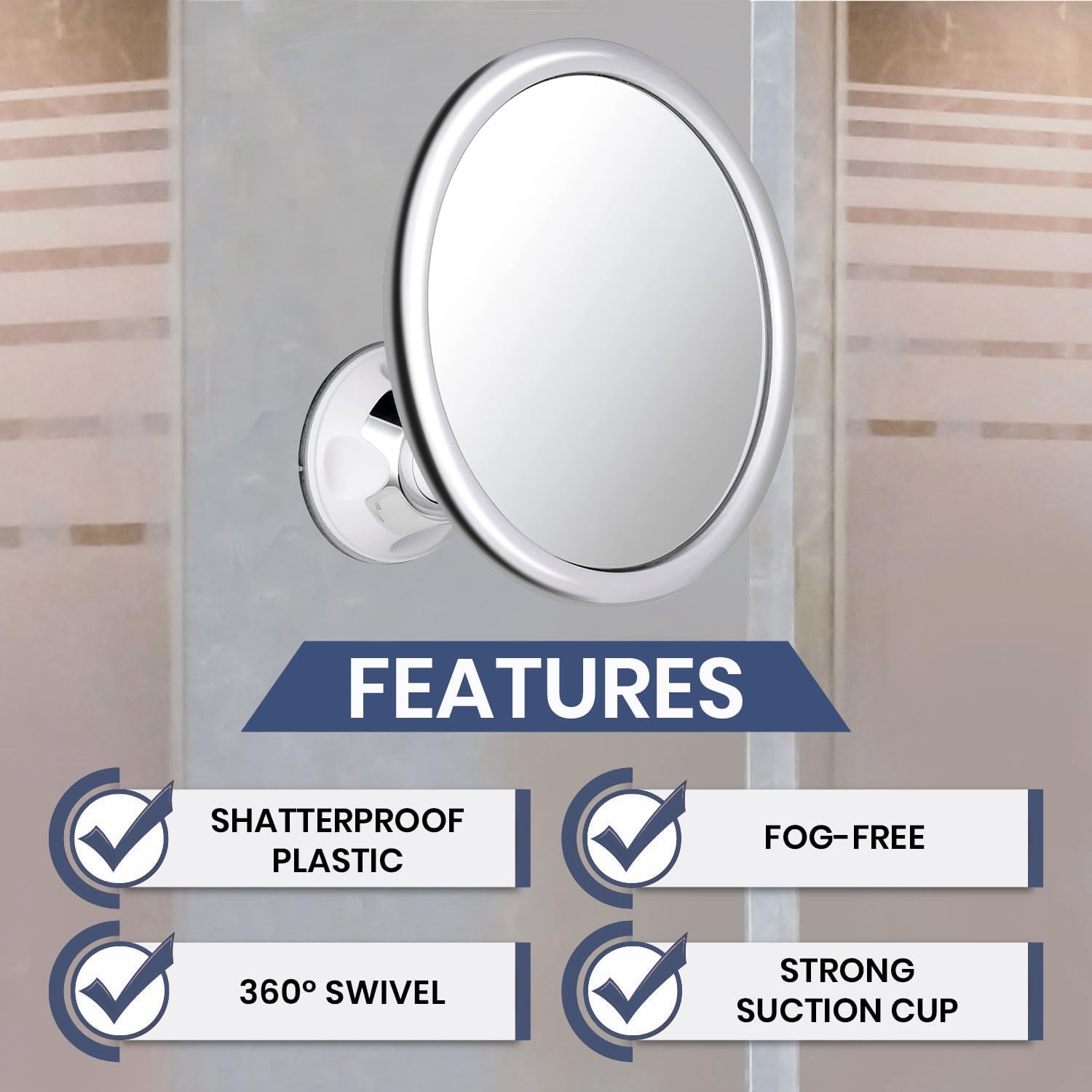 Fogless Makeup Bath Mirror Wit - Shaving Mirror Suction บทวิจารณ์และราคา