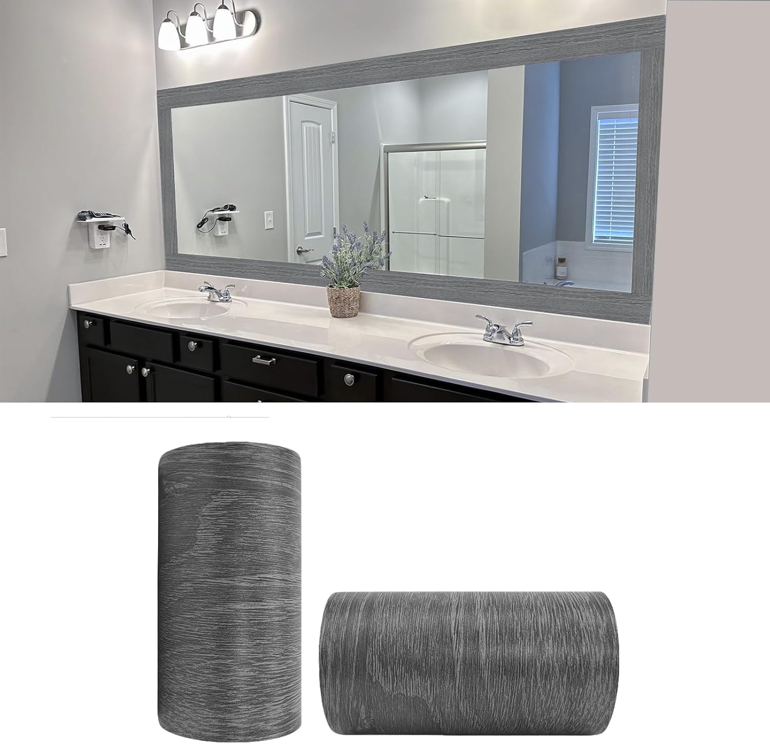 Dark Grey Wood Grain 3D Peel a - Home Bathroom Images บทวิจารณ์และราคา