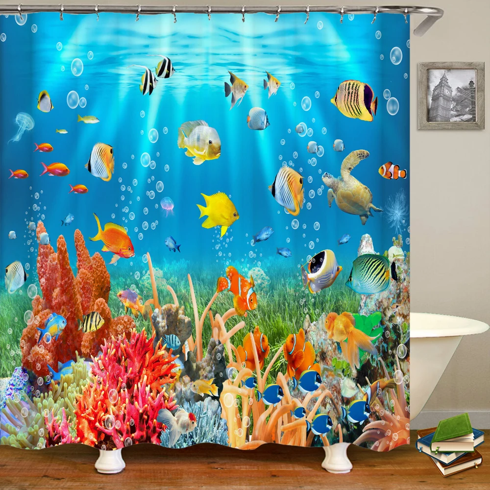 Underwater World Fish Turtle 3 - Shower Curtain Liner บทวิจารณ์และราคา