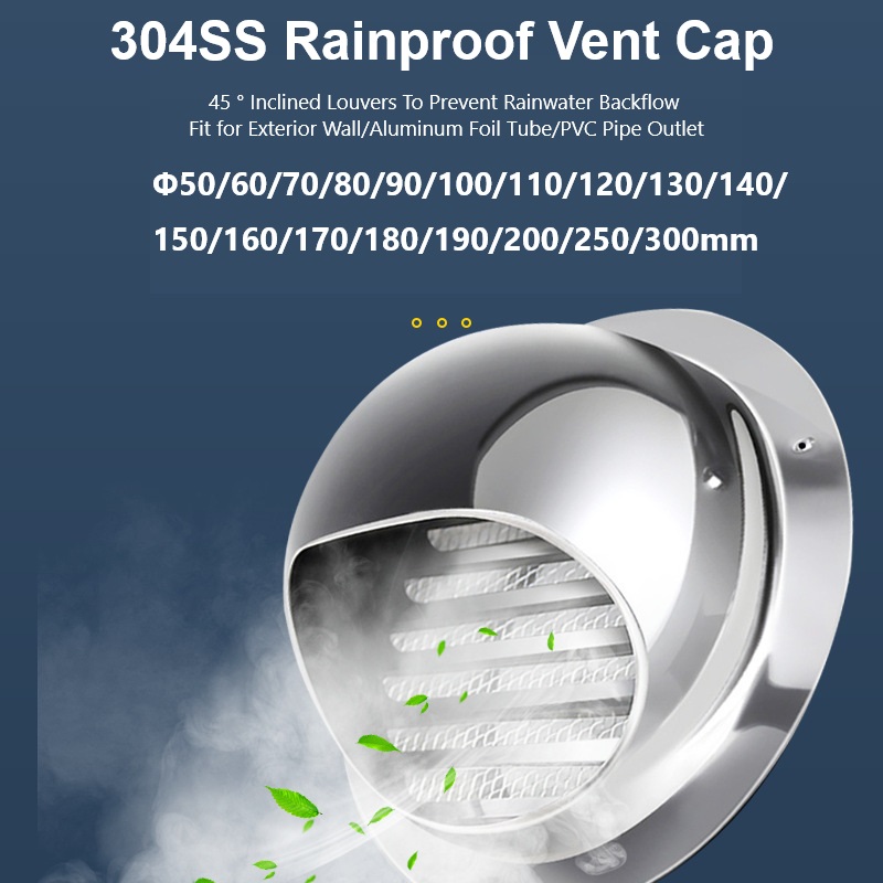 304SS Rainproof Vent Cap 45 °  - Home Bathroom Vent บทวิจารณ์และราคา
