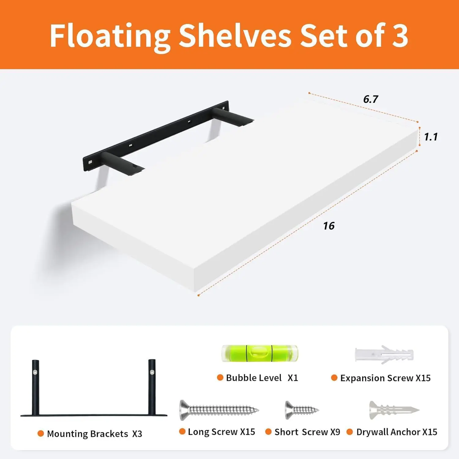 Set of 3 White Floating Shelve - Home Bathroom Images บทวิจารณ์และราคา