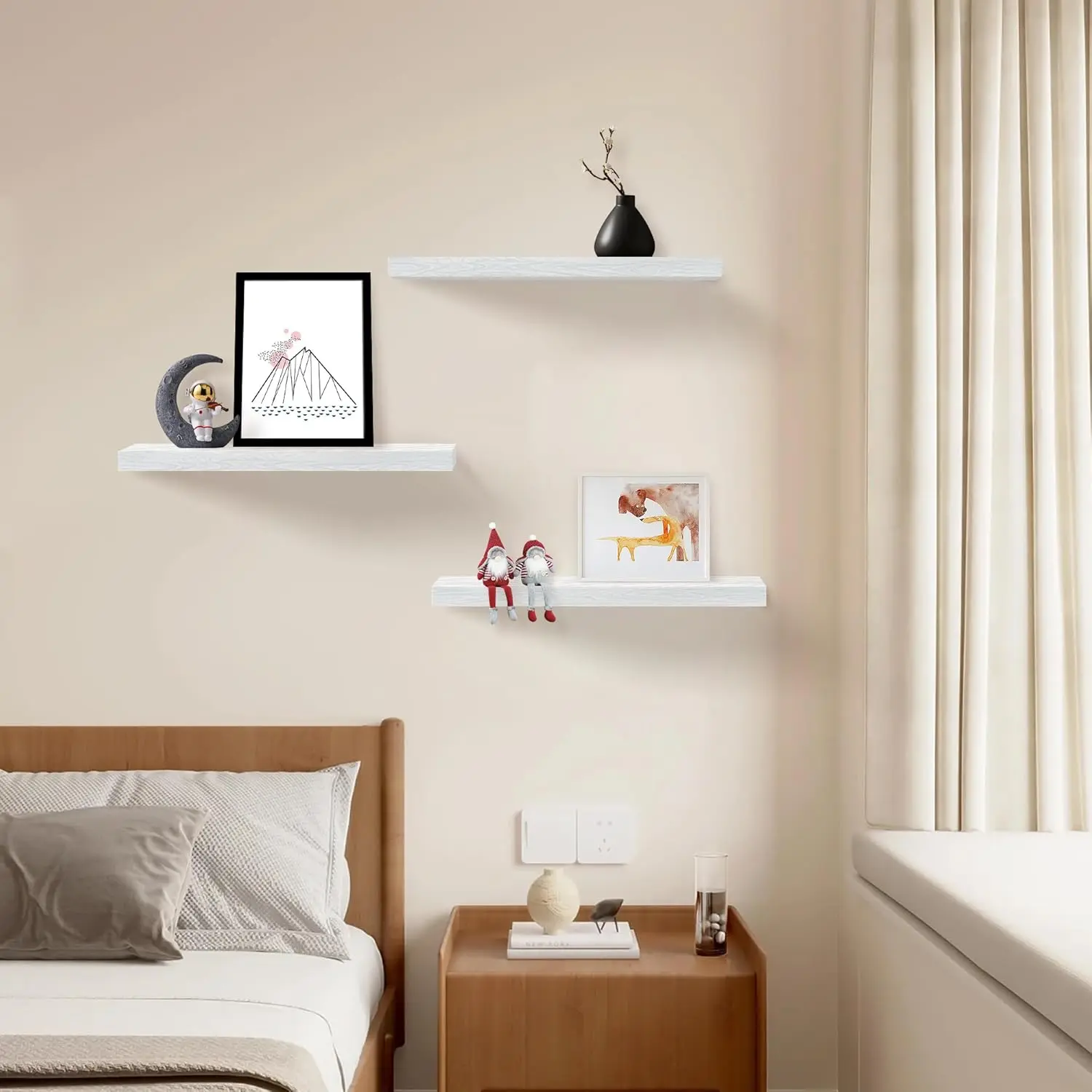Set of 3 White Floating Shelve - Home Bathroom Images บทวิจารณ์และราคา
