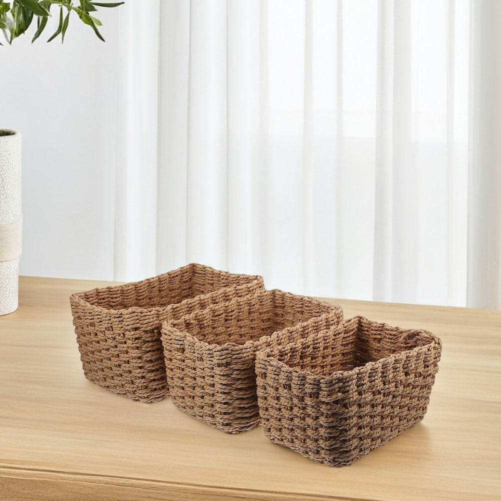 4Pcs Handwoven Storage Basket  - Home Bathroom Organizer บทวิจารณ์และราคา