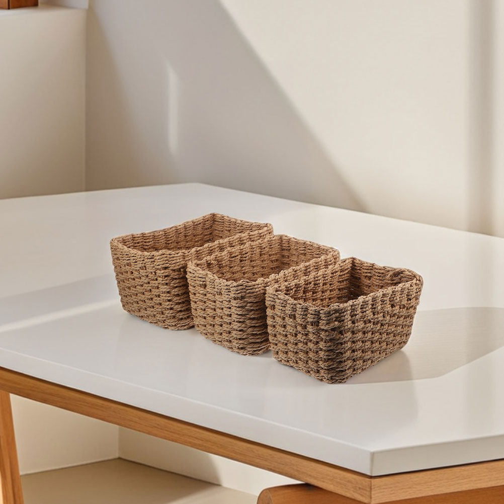 4Pcs Handwoven Storage Basket  - Home Bathroom Organizer บทวิจารณ์และราคา